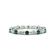 thin-marquise-and-round-eternity-wedding-band-with-emerald-in-white-gold-FDEWB9403GEMGR-NL-WG